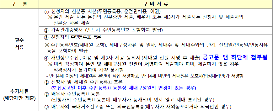 공공임대주택 제출서류 1 공공임대주택 제출서류