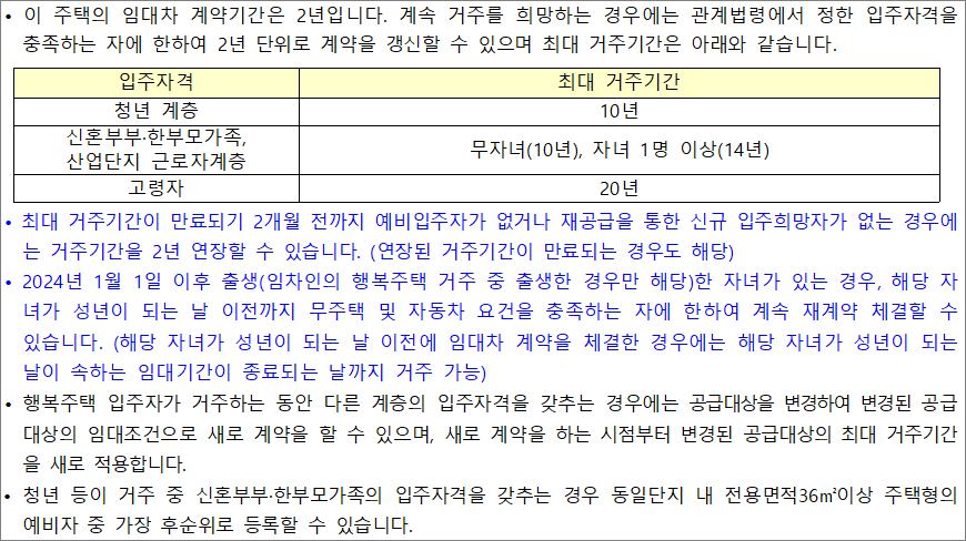 행복주택 거주기간 행복주택 거주기간